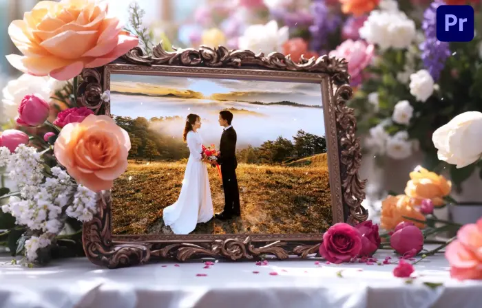 Romantic 3D Floral Frame Pre Wedding Video Display
